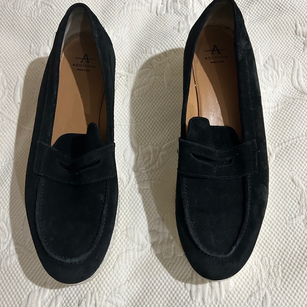 Aquatalia Shoes Black Suede Loafer Women’s sz9